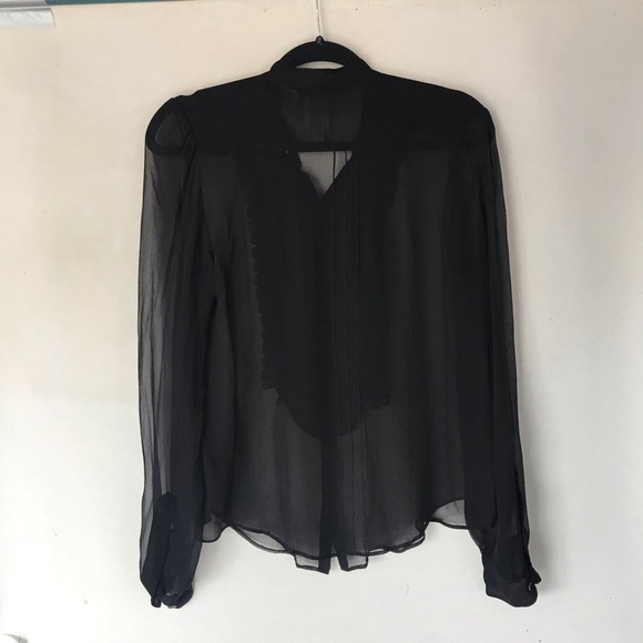 CHLOÉ black sheer button up beaded blouse S - Picture 8 of 8